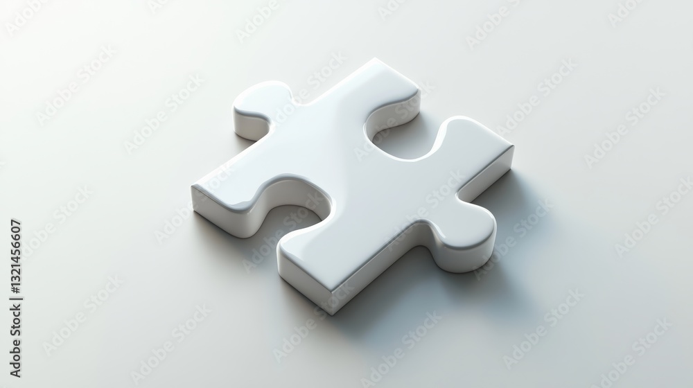 Poster isolated 3d puzzle piece with subtle light reflection