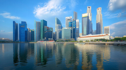 Fototapeta premium A cluster of modern skyscrapers towering over the financial district