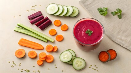 Vibrant Beetroot Smoothie with Fresh Carrots, Cucumbers, and Celery A Healthy and Delicious Treat