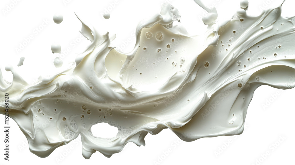 Poster creamy swirls: capture the essence of indulgence and texture, where a dynamic splash of creamy goodn