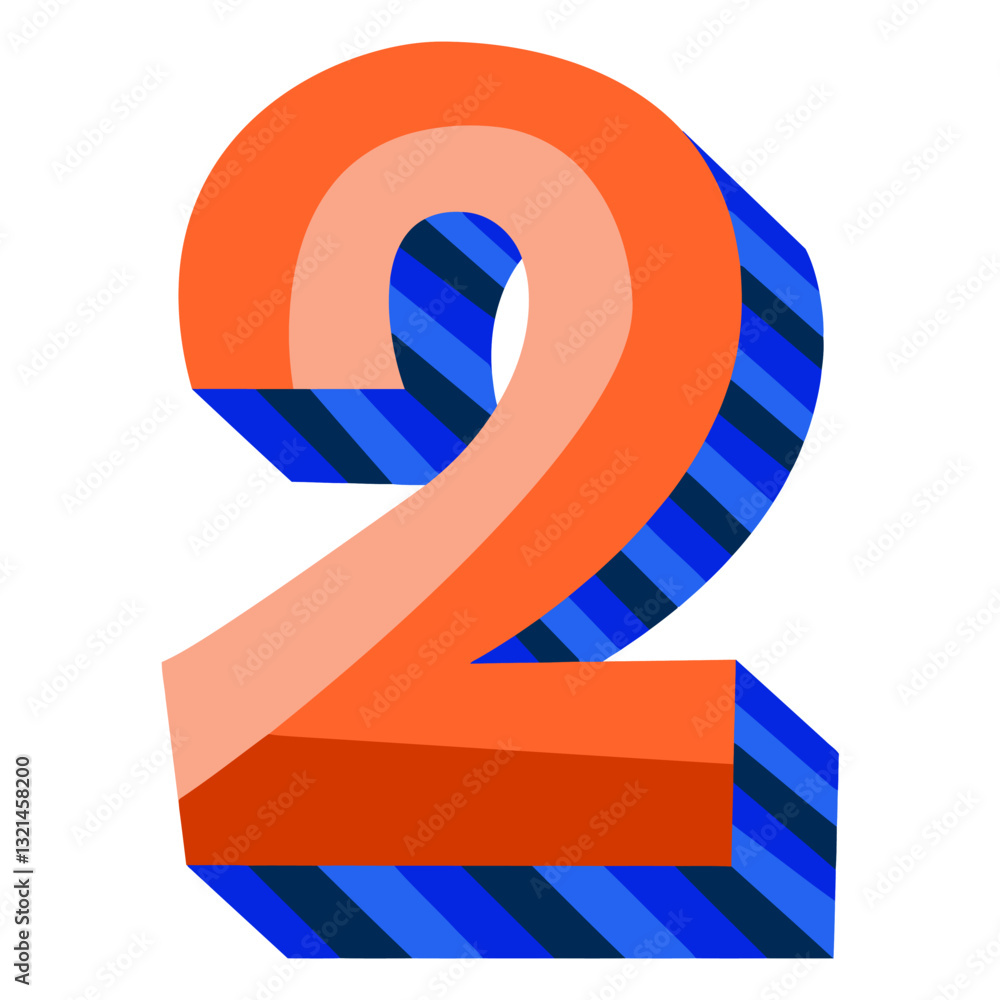 Fototapete numeric representation: striking artistic rendering of number 2. clean design using modern color pal