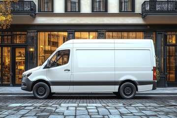 Stylish White Delivery Van in the City
