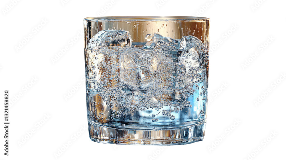 Aufkleber cool refreshment: close-up shot of a glass filled with ice cubes, creating a refreshing and inviting