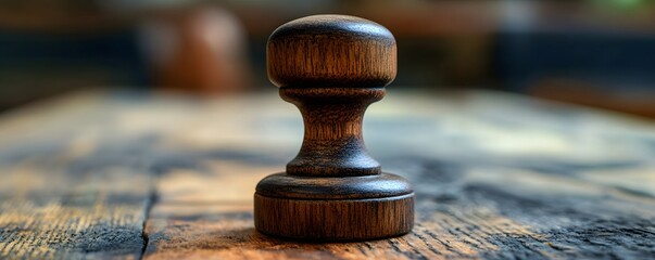 wooden stamp on a wooden surface.