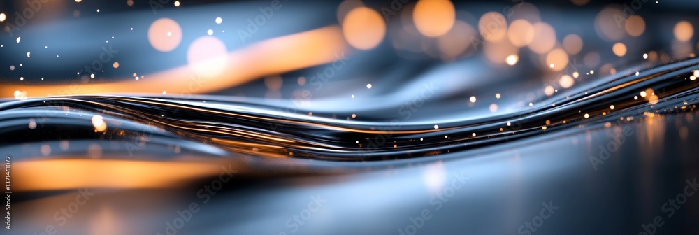 Aufkleber flowing waves with glowing lights create a dynamic, elegant abstract design.