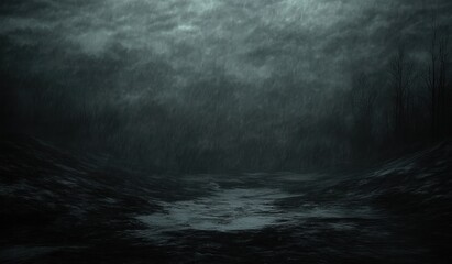 Dark Stone Podium Display in Empty Luxury Studio Background with Textured Marble and Grunge Design Elements