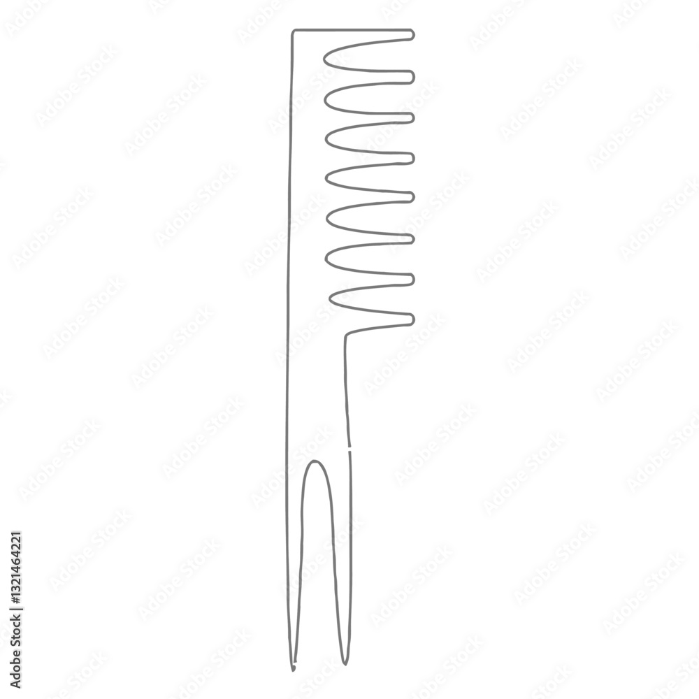 Poster comb sketch: a minimalistic line drawing presents a comb in a simplified, clean style, evoking a sen
