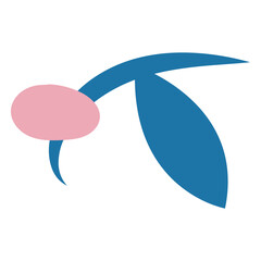 Abstract Floral Design: A modern minimalist rendering showcases a stylized flower with a delicate pink petal and graceful blue leaf, perfect for a design project. 