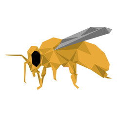 Geometric Honeybee: A low-poly illustration of a honeybee, showcasing geometric shapes and vibrant colors, perfect for adding a touch of modern art to any design.
