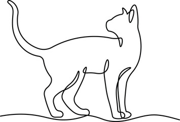 Cat continuous one line drawing. Editable stroke on a white isolated background. Vector illustration