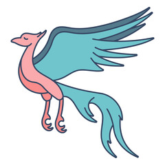 The Mythic Avian: An illustration of a stylized mythical bird, its elegant form rendered with clean lines and a serene expression, evoking a sense of ancient lore and ethereal beauty.