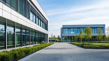 A modern office building situated in a digital industry park, embodying innovation and technology-driven design
