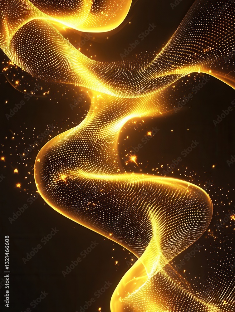Poster dynamic abstract background with glowing golden waves representing the healing and strengthening of 