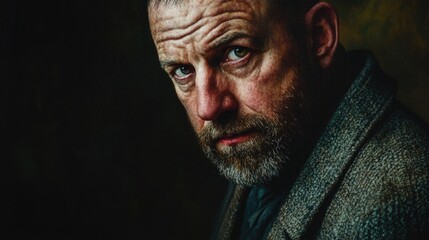 Portrait of a bearded man from the side