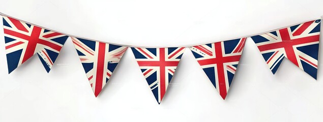 Handmade Union Jack Bunting Flags for Jubilee Celebration on White Background