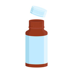 Jar of pills with opened lid. Flat Illustration on transparent background