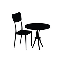  Round table and chair  silhouette vector art illustration