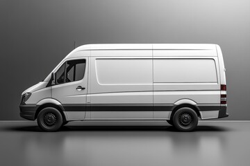 Blank White Delivery Van Profile View