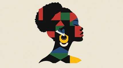 Abstract Geometric Portrait of Black Woman