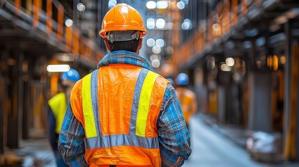 Officials Inspecting Public Works Site with Construction Safety Gear and Equipment