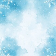 Winter watercolor background, snowflakes, sky, design, greeting card