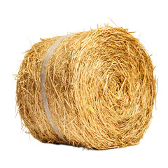 Stacked Golden Hay Bales in Pastoral Countryside Landscape