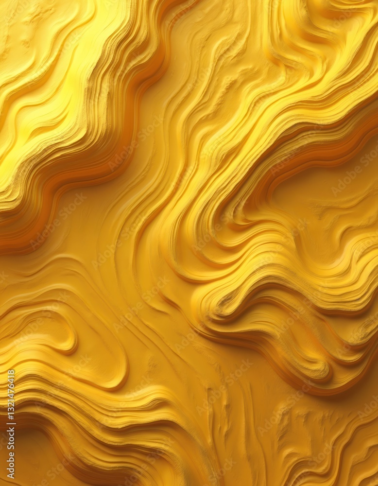 Poster topographic map inspired yellow wallpaper design. contour lines create elevation effect. geometric, 