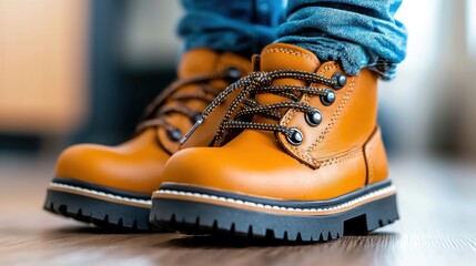 Child's Playful Moment in Huge Adult Boot