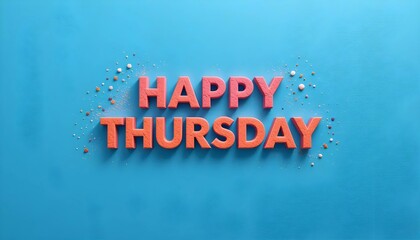 Happy Thursday: Coral 3D Letters and Sprinkles on Blue