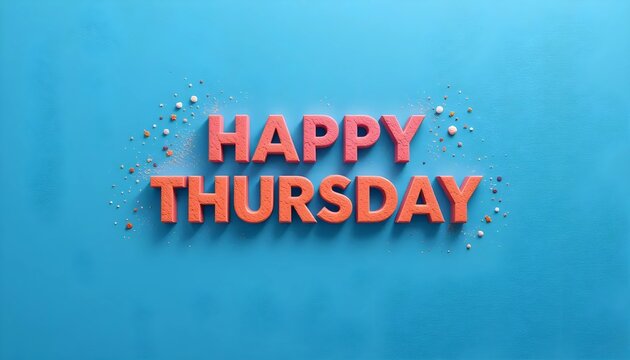 Happy Thursday: Coral 3D Letters and Sprinkles on Blue