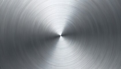 Soft brushed steel texture background. Circular brushed metal gradient with radial lines, industrial look. Silver surface material with smooth effect. Chrome plate with grey reflection pattern.