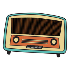 Vintage Radio: The image showcases a classic vintage radio, a nostalgic symbol of a bygone era, its design elements vividly captured in a crisp illustration.