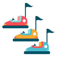 Bumper Car Delight: A colorful ensemble of bumper cars, each a vibrant beacon of playful entertainment, poised to deliver endless amusement. 
