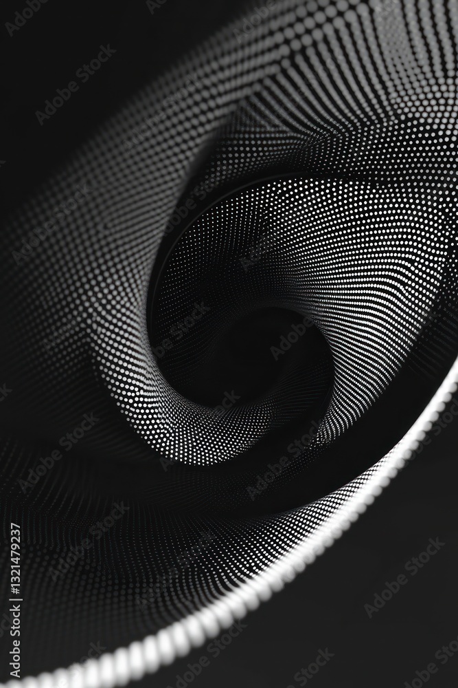 Poster abstract black and white spiral pattern creating a dynamic visual effect, suitable for modern design