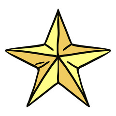 Obraz premium Shining Golden Star: A beautifully illustrated, five-pointed golden star, radiating with a warm, inviting glow. Capturing the classic charm and the timeless allure of this symbol of aspiration.