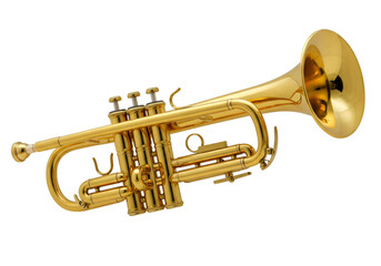 Obraz premium Elegant Gold Trumpet Isolated on Black Background for Music Enthusiasts