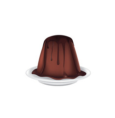 Chocolate  pudding in white plate, vector
