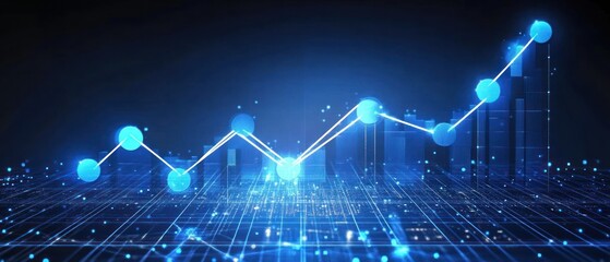 Fototapeta premium Digital data visualization with rising trends and graphs