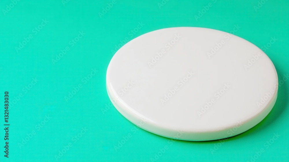 Poster white round object on a mint green background. simple product display. clean and minimalist aestheti