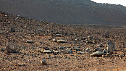 Round lava rocks in the algerian sahara
