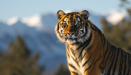 Obraz premium Majestic tiger in winter landscape