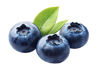 Blueberries with leaves PNG isolated. Fresh blueberries and leaves PNG isolated, no background. Organic berry cluster PNG isolated