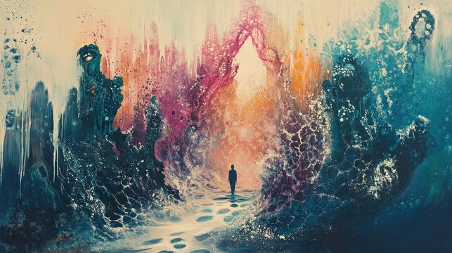 A Soul's Journey: Abstract Painting of Inner Exploration