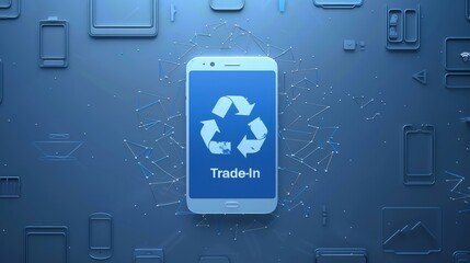 Trade-in smartphone recycling concept surrounded by electronic devices