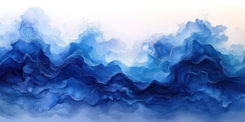 Obraz premium Abstract Watercolor Background in Blue and Teal with Fluid Texture Gradient for Artistic Banner Design