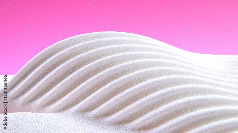 Aufkleber abstract close up of white sand sculpted into wavy patterns against a pink background. the texture i