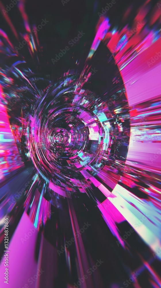 Poster abstract digital vortex of vibrant colors swirling with dynamic energy, creating a sense of depth an