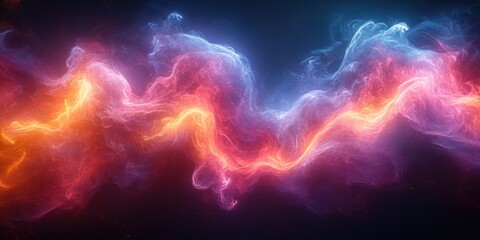 Fototapeta premium Vibrant Colorful Smoke Flowing Abstract Composition on Black Background