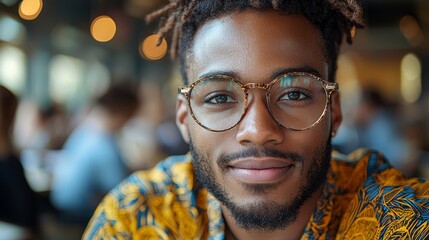 Young Entrepreneur Smiling Confidently in Creative Workspace Setting