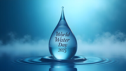 A banner image related to world water day, world water day 2025 is written inside a drop of water